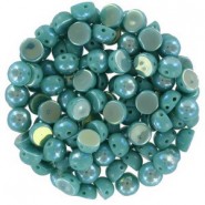 Czech 2-hole Cabochon Perlen 6mm Jade Full Light AB 63130